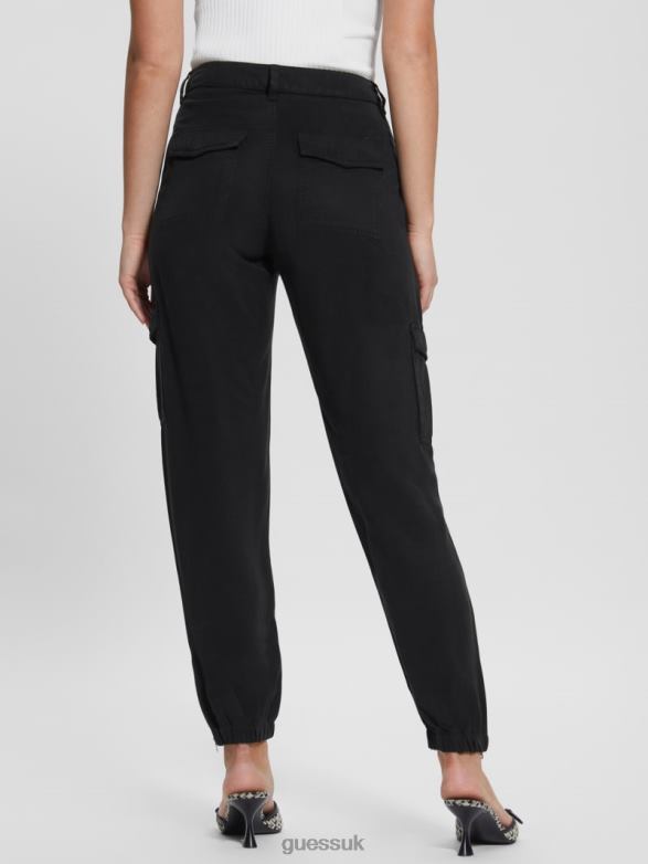 GUESS Women Bowie Chino Cargo Pants Jet Black Multi Apparel V28V62098