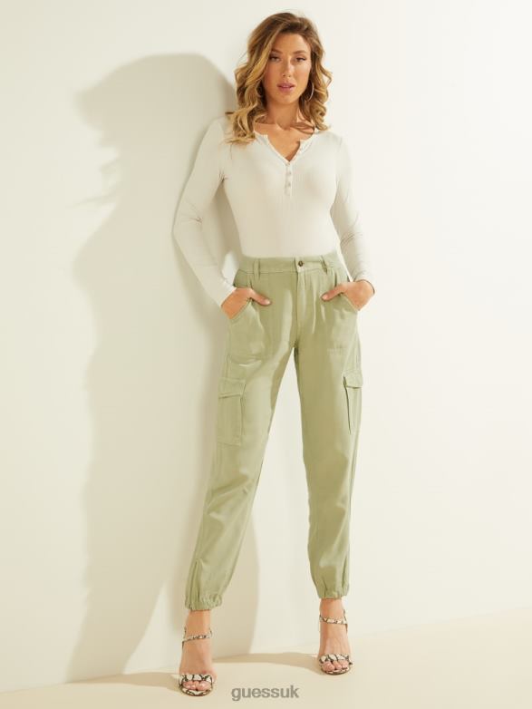 GUESS Women Bowie Chino Cargo Pants Light Matcha Multi Apparel V28V62135