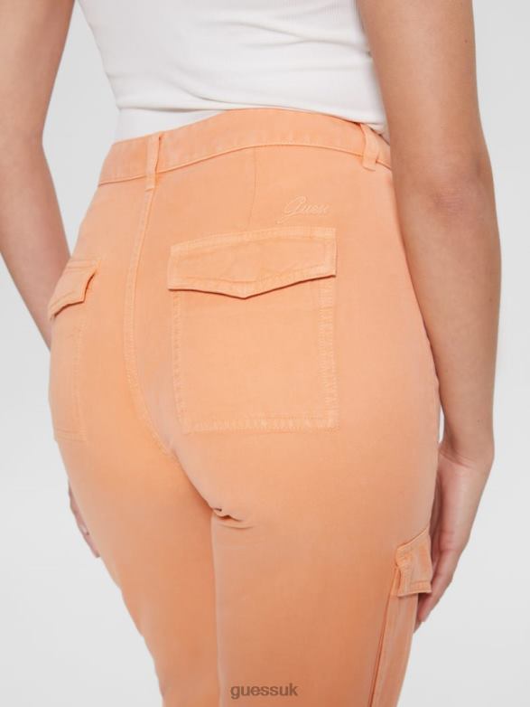 GUESS Women Bowie Chino Cargo Pants Sweet Peach Multi Apparel V28V62006