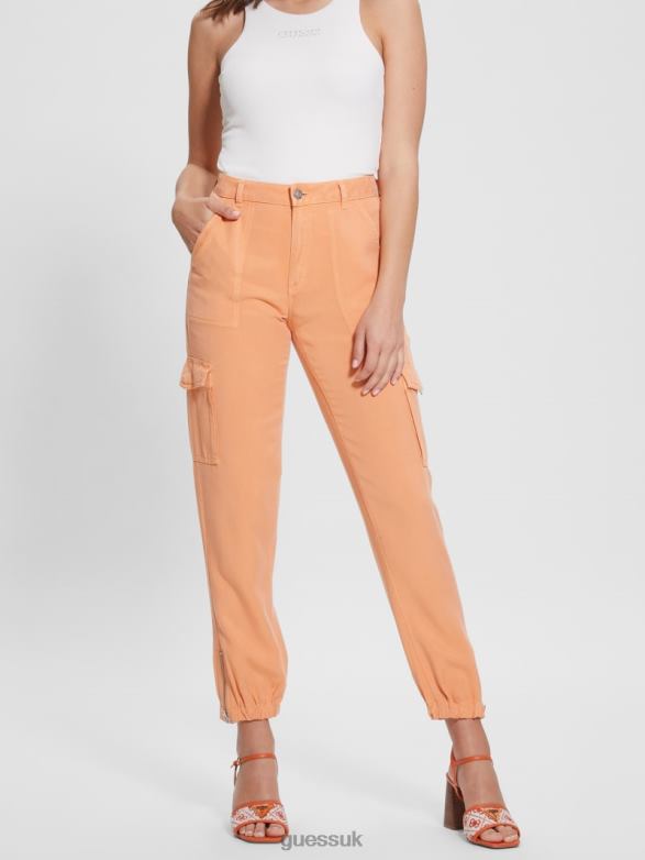 GUESS Women Bowie Chino Cargo Pants Sweet Peach Multi Apparel V28V62006