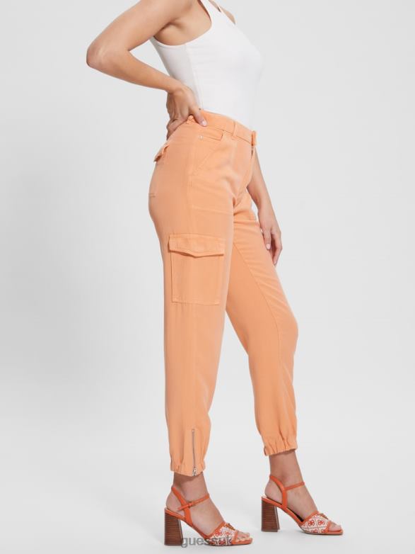 GUESS Women Bowie Chino Cargo Pants Sweet Peach Multi Apparel V28V62006