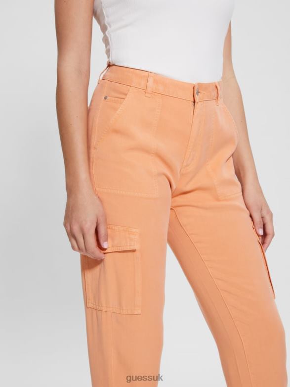 GUESS Women Bowie Chino Cargo Pants Sweet Peach Multi Apparel V28V62006