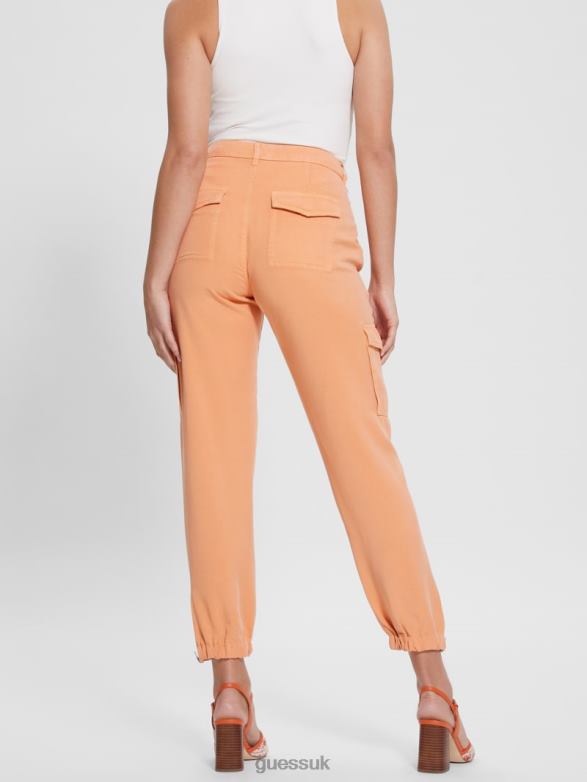 GUESS Women Bowie Chino Cargo Pants Sweet Peach Multi Apparel V28V62006