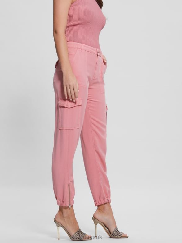 GUESS Women Bowie Chino Cargo Pants Vintage Blush Multi Apparel V28V62159