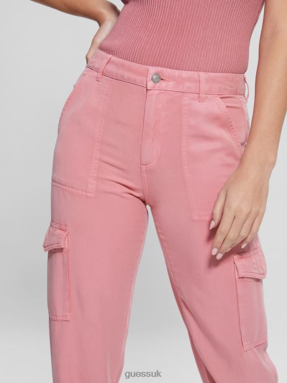 GUESS Women Bowie Chino Cargo Pants Vintage Blush Multi Apparel V28V62159
