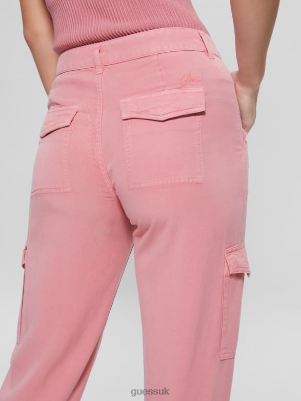 GUESS Women Bowie Chino Cargo Pants Vintage Blush Multi Apparel V28V62159