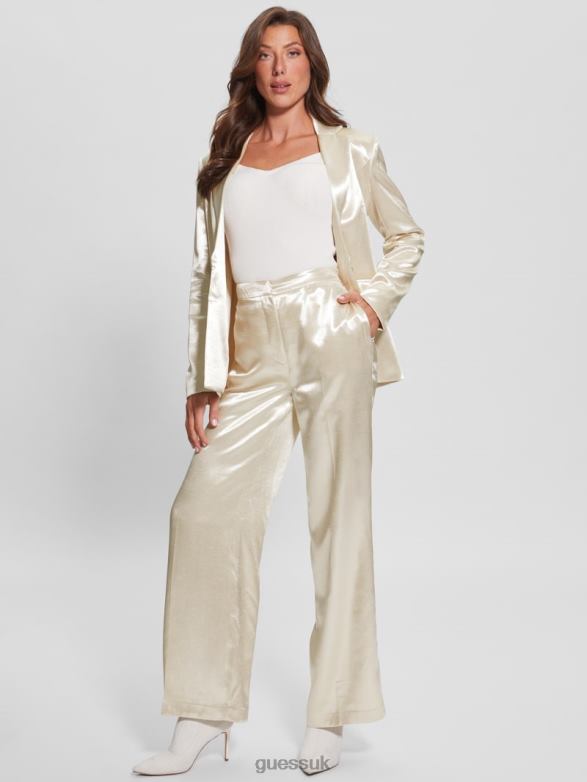 GUESS Women Brisilda Satin Pants Pearl Oyster Apparel V28V62237