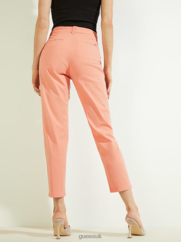 GUESS Women Candis Chino Pants Peach Creme Apparel V28V62217