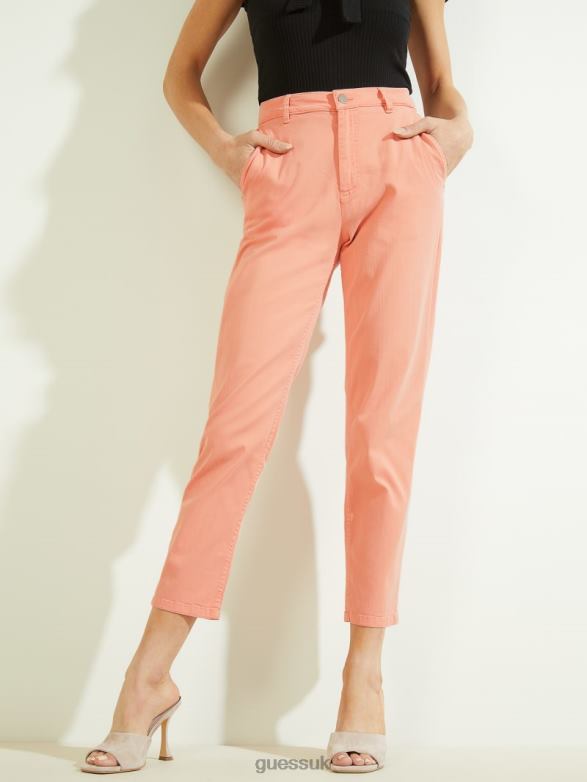 GUESS Women Candis Chino Pants Peach Creme Apparel V28V62217