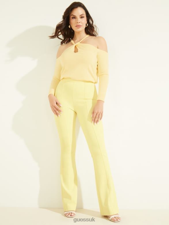 GUESS Women Chloe Flared Pant Cornsilk Apparel V28V62176
