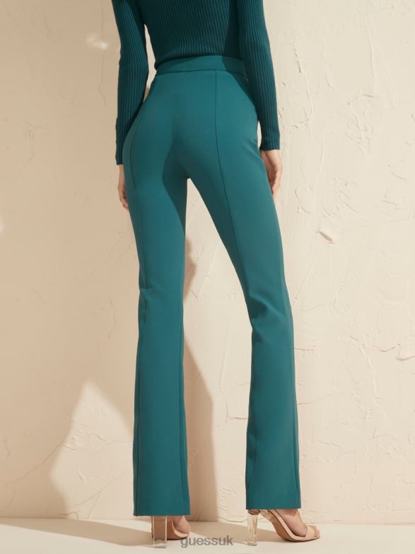 GUESS Women Chloe Flared Pant Regal Teal Multi Apparel V28V62259