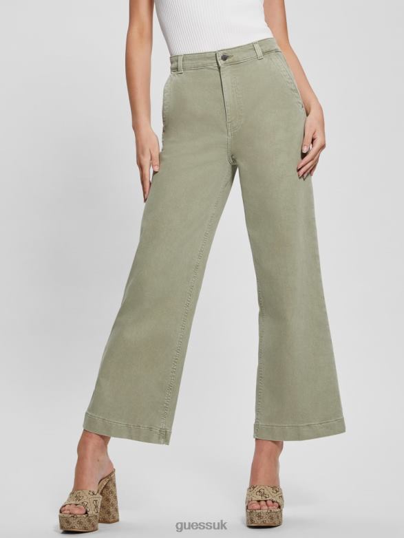 GUESS Women Darma High-Rise Wide-Leg Pants Dusty Fern Multi Apparel V28V62013