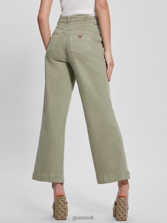 GUESS Women Darma High-Rise Wide-Leg Pants Dusty Fern Multi Apparel V28V62013
