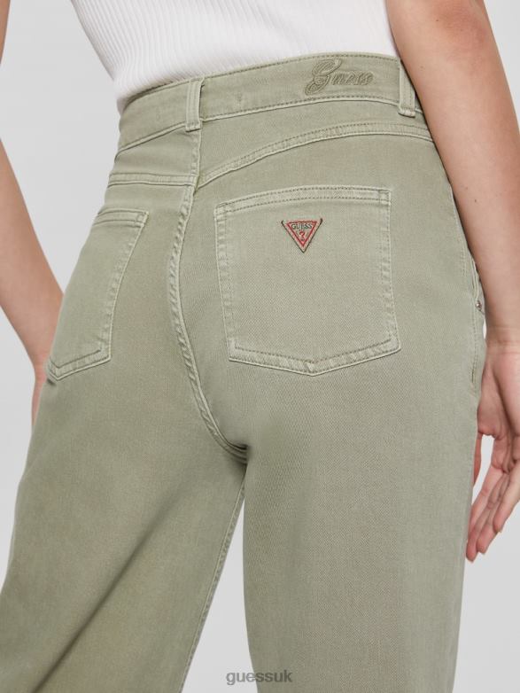 GUESS Women Darma High-Rise Wide-Leg Pants Dusty Fern Multi Apparel V28V62013