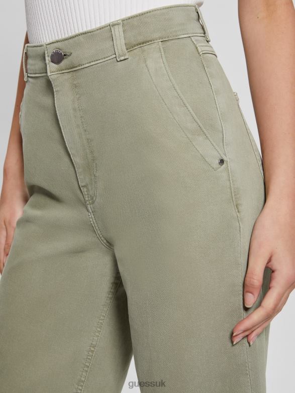 GUESS Women Darma High-Rise Wide-Leg Pants Dusty Fern Multi Apparel V28V62013