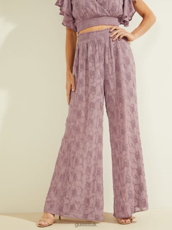 GUESS Women Dexie Embroidered Palazzo Pants Vanda Orchid Multi Apparel V28V62293