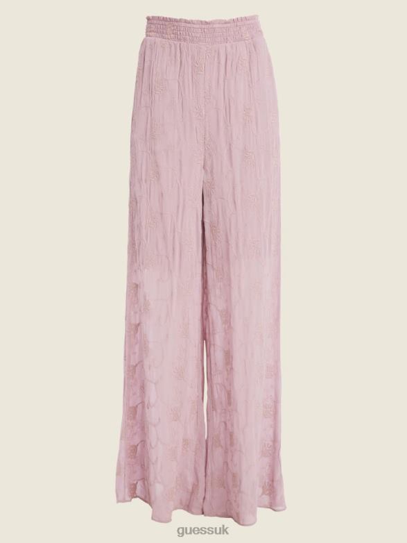 GUESS Women Dexie Embroidered Palazzo Pants Vanda Orchid Multi Apparel V28V62293