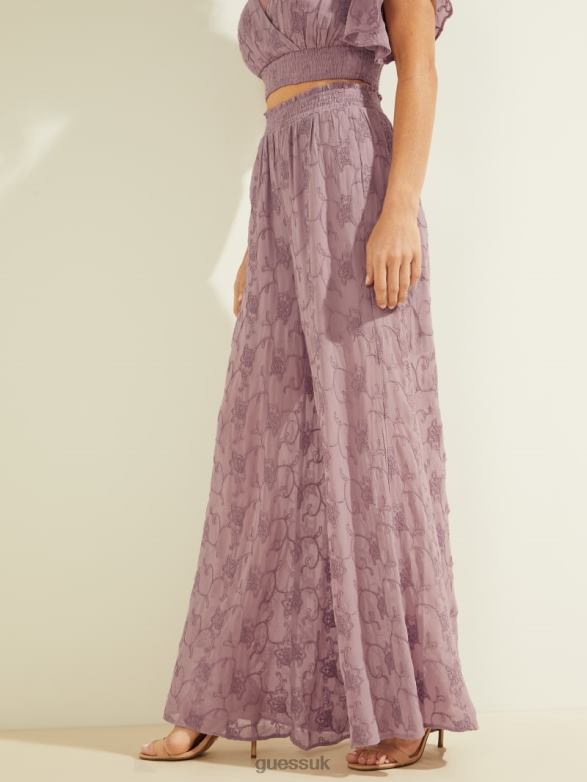 GUESS Women Dexie Embroidered Palazzo Pants Vanda Orchid Multi Apparel V28V62293