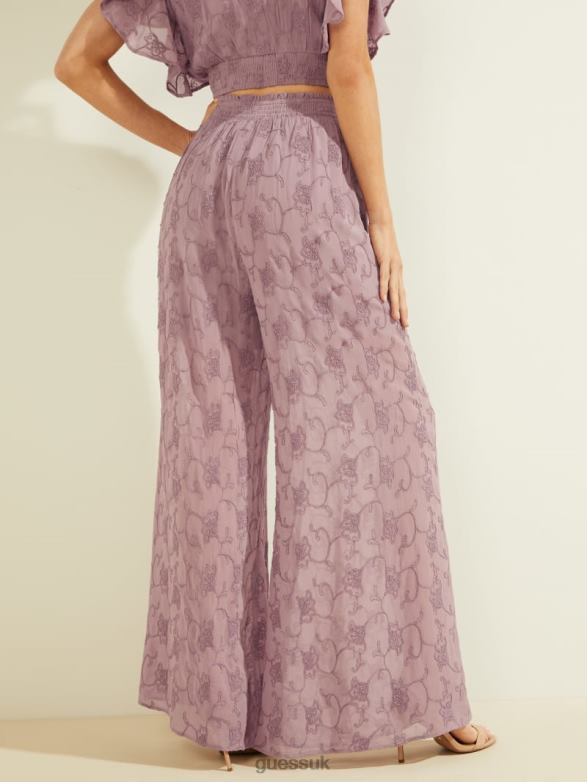 GUESS Women Dexie Embroidered Palazzo Pants Vanda Orchid Multi Apparel V28V62293