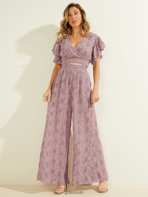 GUESS Women Dexie Embroidered Palazzo Pants Vanda Orchid Multi Apparel V28V62293