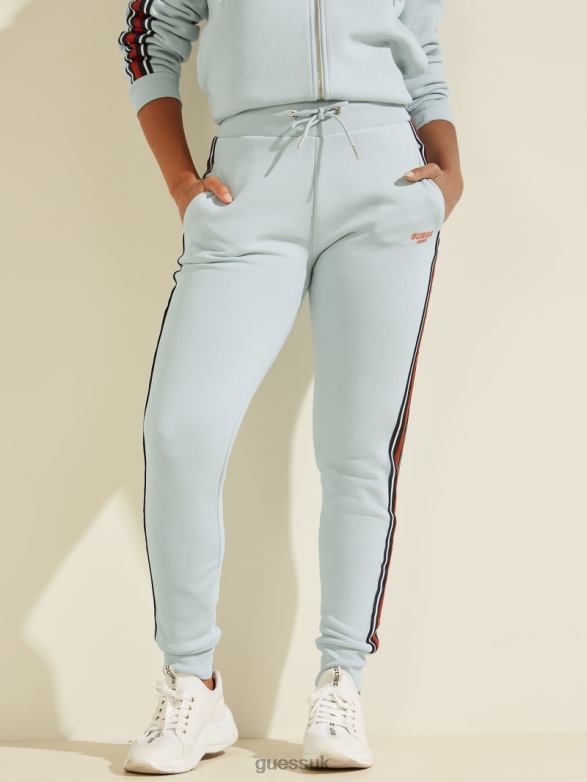 GUESS Women Eco Abigal Stripe Joggers Skyline Light Blue Apparel V28V62503