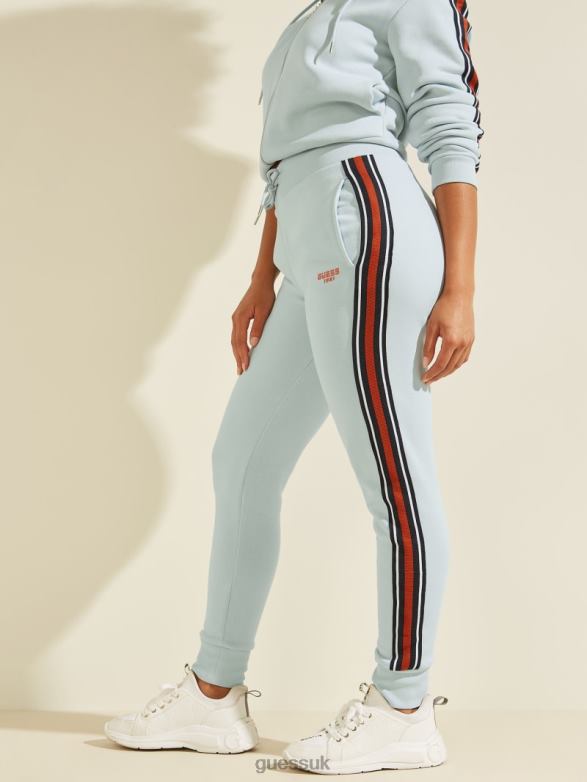 GUESS Women Eco Abigal Stripe Joggers Skyline Light Blue Apparel V28V62503