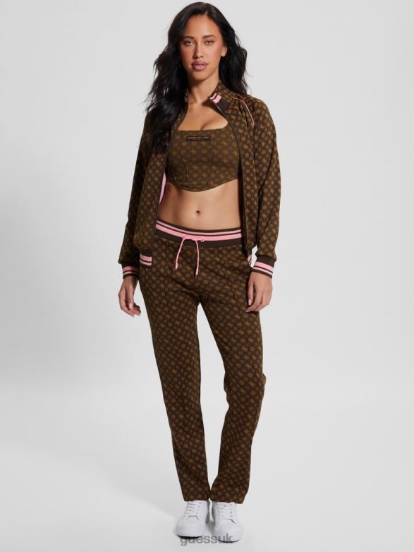 GUESS Women Eco Aggie Active Long Pant Aop Brown Ologram Apparel V28V62085