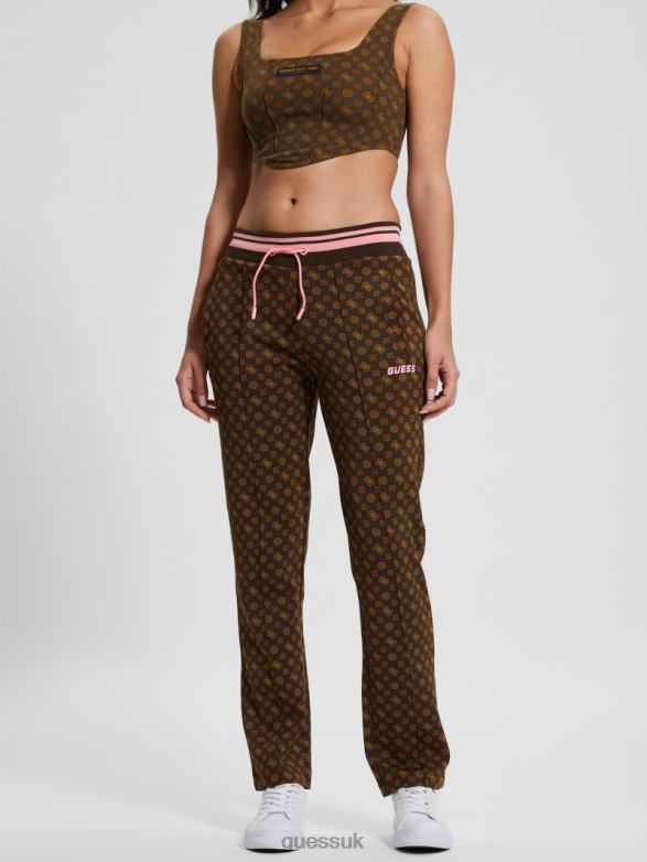 GUESS Women Eco Aggie Active Long Pant Aop Brown Ologram Apparel V28V62085