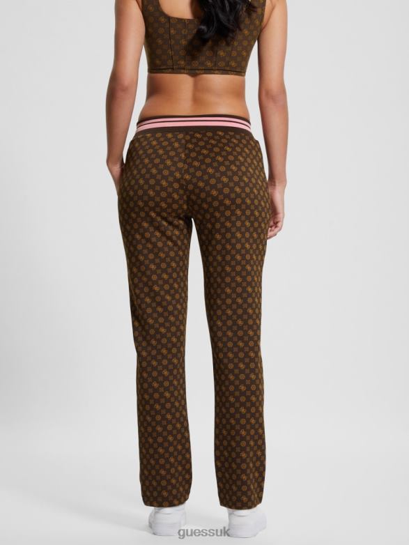 GUESS Women Eco Aggie Active Long Pant Aop Brown Ologram Apparel V28V62085