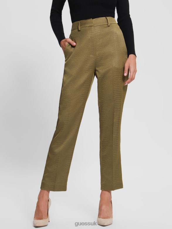 GUESS Women Eco Alejandra Sateen Croc Pants Warm Desert Multi Apparel V28V62424