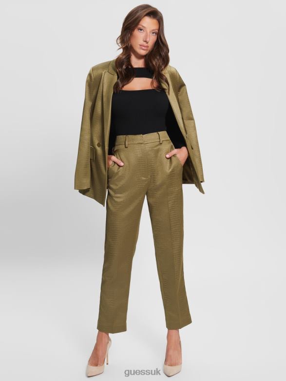 GUESS Women Eco Alejandra Sateen Croc Pants Warm Desert Multi Apparel V28V62424