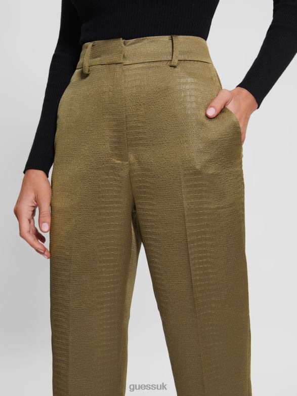 GUESS Women Eco Alejandra Sateen Croc Pants Warm Desert Multi Apparel V28V62424