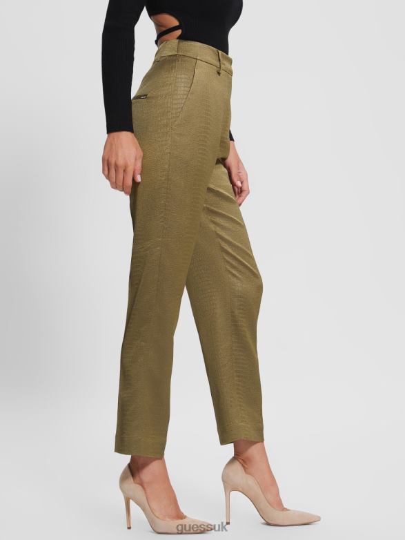GUESS Women Eco Alejandra Sateen Croc Pants Warm Desert Multi Apparel V28V62424