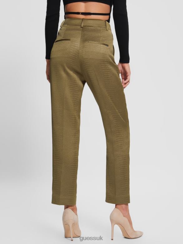 GUESS Women Eco Alejandra Sateen Croc Pants Warm Desert Multi Apparel V28V62424