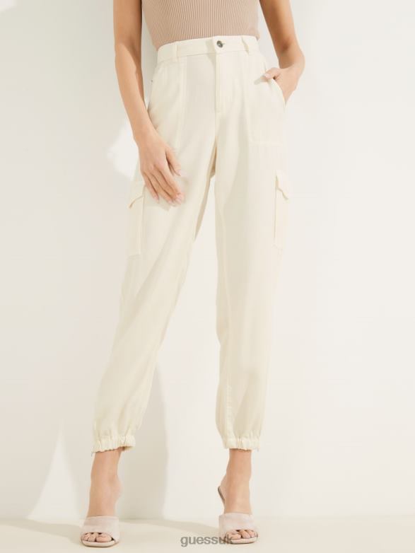 GUESS Women Eco Bowie Cargo Chino Cream White Multi Apparel V28V62139