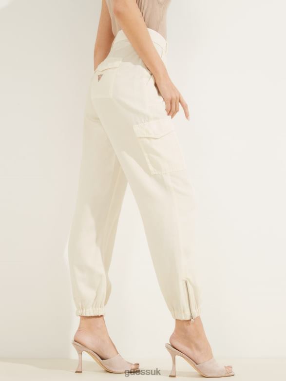 GUESS Women Eco Bowie Cargo Chino Cream White Multi Apparel V28V62139