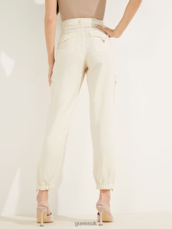 GUESS Women Eco Bowie Cargo Chino Cream White Multi Apparel V28V62139