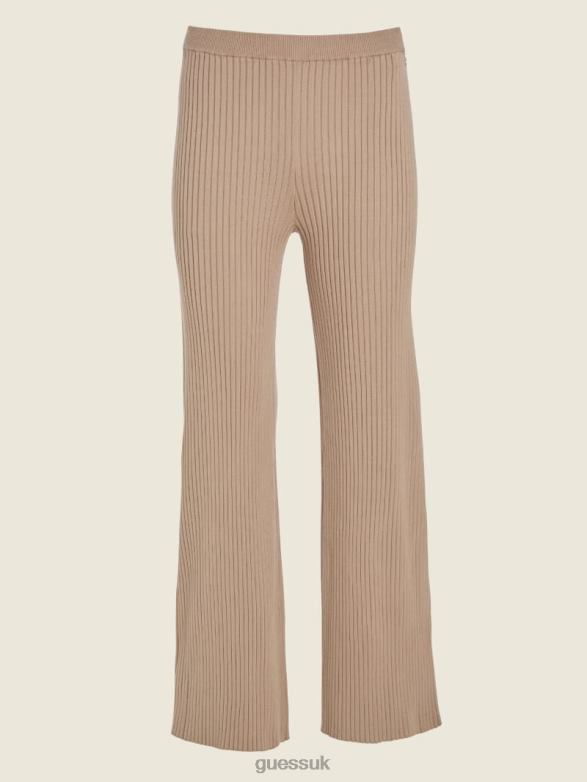 GUESS Women Eco Colette Rib-Knit Wide Leg Pant Summer Clay Apparel V28V62326
