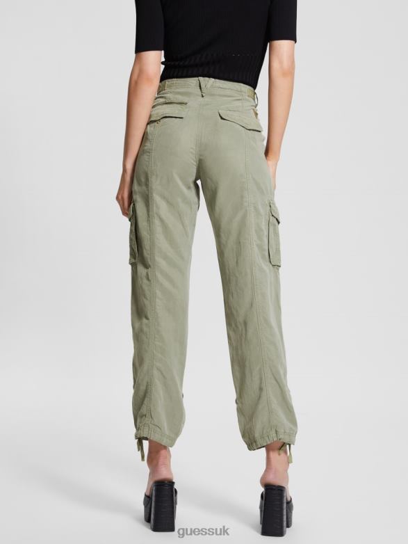 GUESS Women Eco Nessi Linen Cargo Pants Ocean Sage Multi Apparel V28V62016