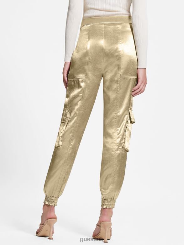 GUESS Women Eco Soundwave Satin Cargo Pants Cemento Apparel V28V62201
