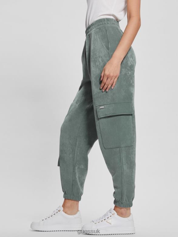GUESS Women Euphemia Cargo Sweatpants Veridian Teal Apparel V28V62100