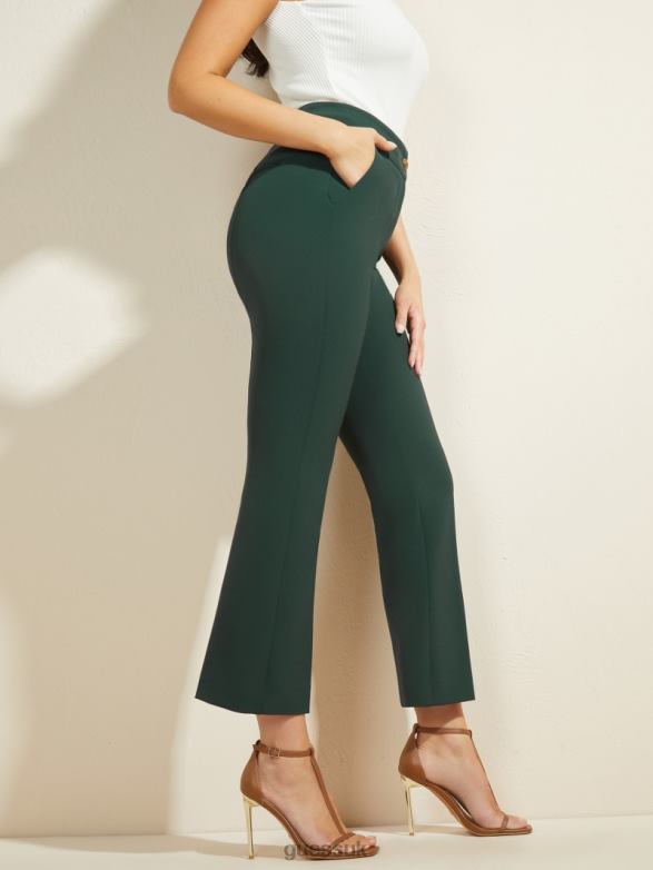 GUESS Women Evelyn Cropped Pant Chenille Green Apparel V28V62224