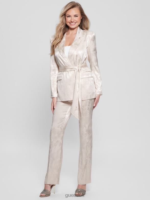 GUESS Women Holly Jacquard Chino Pants Pearl Oyster Apparel V28V62267