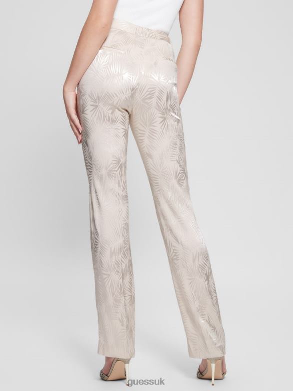 GUESS Women Holly Jacquard Chino Pants Pearl Oyster Apparel V28V62267