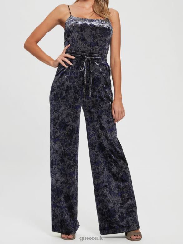 GUESS Women Jade Velvet Wide-Leg Pants Spice Market Floral Print Apparel V28V62229