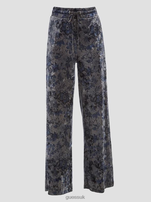 GUESS Women Jade Velvet Wide-Leg Pants Spice Market Floral Print Apparel V28V62229