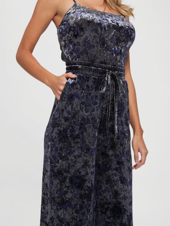 GUESS Women Jade Velvet Wide-Leg Pants Spice Market Floral Print Apparel V28V62229