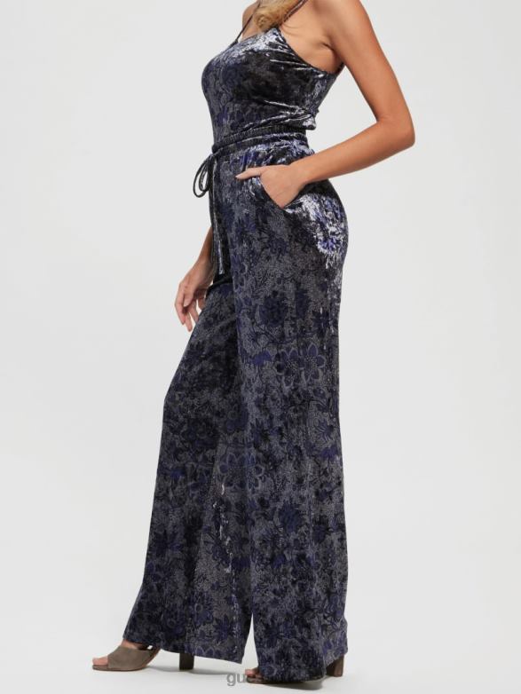 GUESS Women Jade Velvet Wide-Leg Pants Spice Market Floral Print Apparel V28V62229