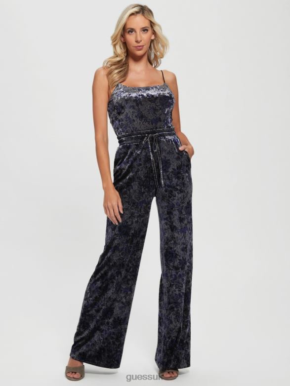GUESS Women Jade Velvet Wide-Leg Pants Spice Market Floral Print Apparel V28V62229