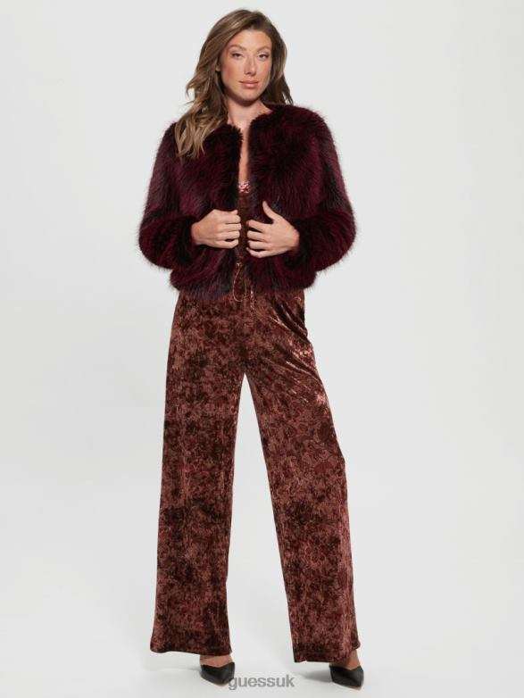 GUESS Women Jade Velvet Wide-Leg Pants Spice Market Floral Print Apparel V28V62349